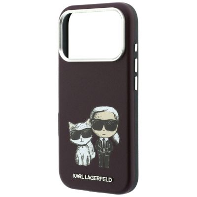 6. Etui Karl Lagerfeld Smooth Karl & Choupette Bodies Sketch MagSafe do iPhone 18 Pro / 17 Pro - burgundowe