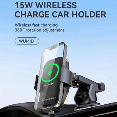 6. Uchwyt Wozinsky WUMID na telefon z ładowarką indukcyjną 15W na deskę rozdzielczą samochodu - czarny