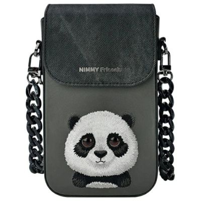 2. Zestaw Nimmy Big Eyed Pet 2.0 Panda 3w1 torebka na telefon + portfel + etui na lokalizator - czarny