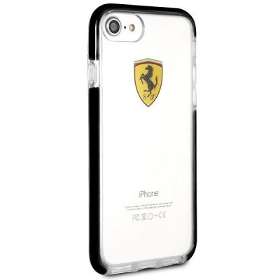 5. Etui Ferrari Shockproof na iPhone 7 / 8 / SE 2020 / SE 2022 - przezroczysto-czarne