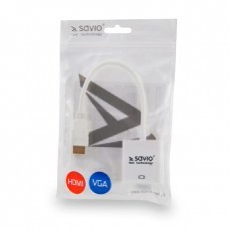 2. SAVIO ADAPTER HDMI (M) -VGA(F) BIAŁY CL-201