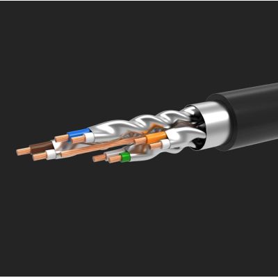 10. Ugreen kabel przewód internetowy sieciowy Ethernet patchcord RJ45 Cat 7 STP LAN 10Gbps 2m czarny (11269)