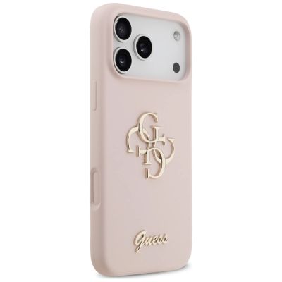 4. Etui Guess Silicone Big 4G Script na iPhone 17 Pro Max - różowe