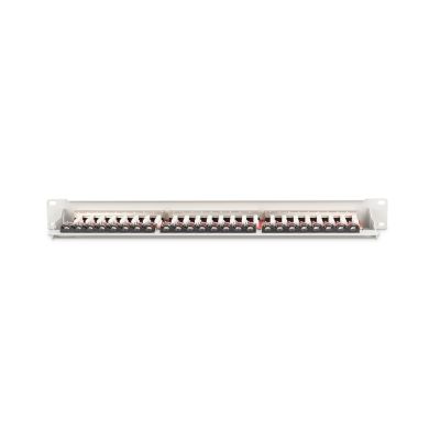 4. Digitus Panel krosowy (patch panel) 19'' 24x RJ45, LSA poziom, kat.6A, ekranowany, 1U, szary, prowadnica kabli