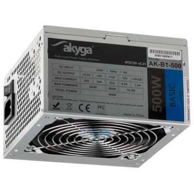 3. Zasilacz Akyga AK-B1-500 (500 W; Pasywne; 120 mm)