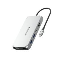 Stacja dokująca USB-C Orico XCR 12w1 2x USB-A 3.1 1x USB-A 2.0 1x USB-C PD 100 W 1x USB-C 3.1 2x HDMI 2.0 4K 60 Hz 1x VGA 1080p 1x SD 3.0 1x microSD 3.0 1x RJ45 Gigabit Ethernet 1x audio CTIA 3,5 mm - szara