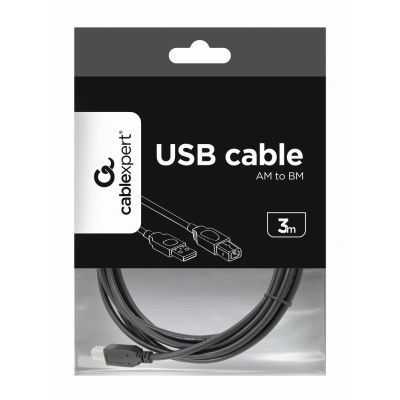 3. Kabel GEMBIRD CCP-USB2-AMBM-10 (USB 2.0 typu A M - USB 2.0 typu B M; 3m; kolor czarny)