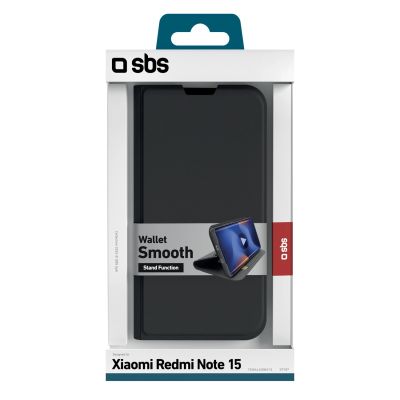 2. Etui SBS Wallet Smooth na Xiaomi Redmi Note 15 z klapką - czarne