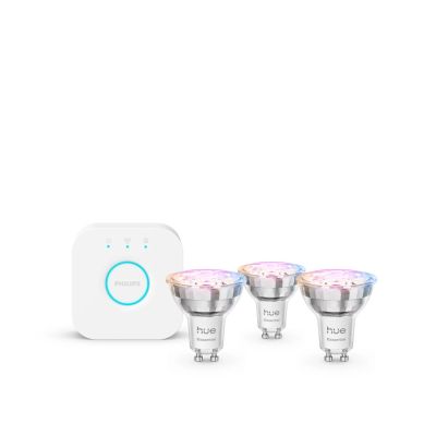 Philips Hue White and color ambiance Podstawowy zestaw startowy: 3 inteligentne żarówki z trzonkami GU10 (345 lm)
