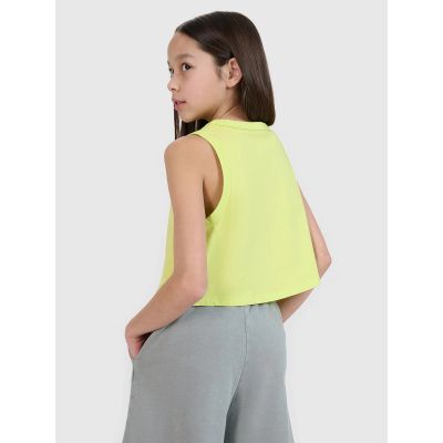 5. Crop top oversize z nadrukiem dziewczęcy 4F 4FJWSS25TSLEF112-45S