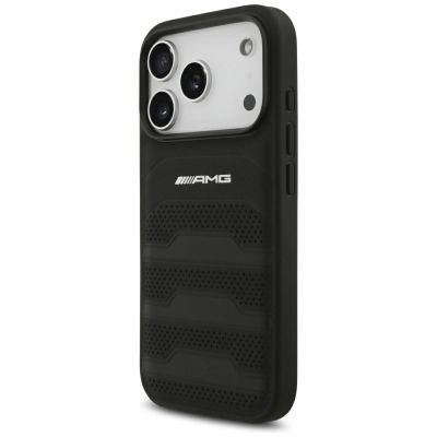 2. Etui Mercedes AMG Leather Debossed Lines Logo na iPhone 18 Pro / 17 Pro - czarne