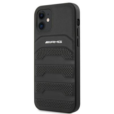 2. Etui AMG Leather Debossed Lines na iPhone 12 mini - czarne