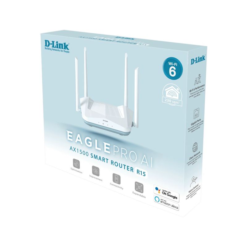 4. D-Link EAGLE PRO AI AX1500 Smart Router router bezprzewodowy Gigabit Ethernet Dual-band (2.4 GHz/5 GHz) Biały