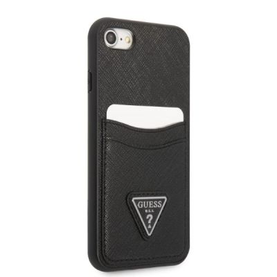 4. Etui Guess Saffiano Triangle Logo Cardslot na iPhone 7 / 8 / SE 2020 / SE 2022 - czarne