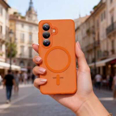 8. Etui Tech-Protect Magmat MagSafe na Samsung Galaxy S26 - pomarańczowo-matowe