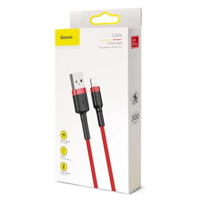 9. Kabel Baseus Cafule USB-A / Lightning 2A QC 3.0 3 m - czerwony