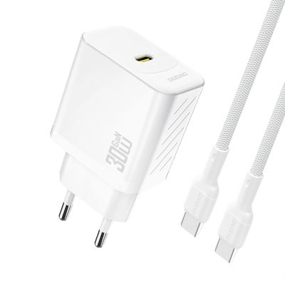 Ładowarka sieciowa Dudao A27PCEU PD 30W GaN USB-C z kablem USB-C - biała
