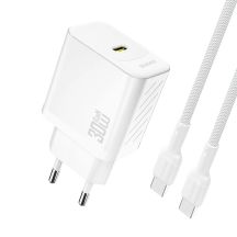 Ładowarka sieciowa Dudao A27PCEU PD 30W GaN USB-C z kablem USB-C - biała