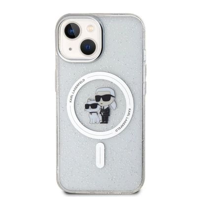 3. Etui Karl Lagerfeld Karl&Choupette Glitter MagSafe na iPhone 15 Plus - przezroczyste