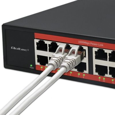 3. Qoltec Przełącznik sieciowy SWITCH Gigabit Ethernet | 16x RJ45 | 2x SFP | 1000 Mb/s