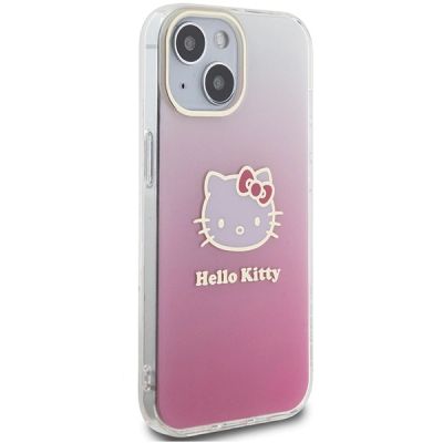 4. Etui Hello Kitty IML Gradient Electrop Kitty Head na iPhone 15 - różowe