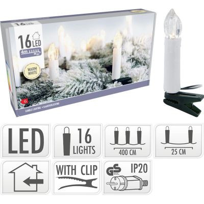4. LAMPKI CHOINKOWE ŁAŃCUCH ŚWIETLNY ŚWIECZKI 16 LED CIEPŁY BIAŁY