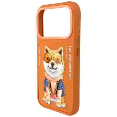 4. Etui Nimmy Glasses Cool Dog na iPhone 17 Pro - pomarańczowe