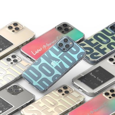 6. Ringke Fusion Design pancerne etui pokrowiec z żelową ramką iPhone 12 Pro Max różowo-zielony (GNAP0028)