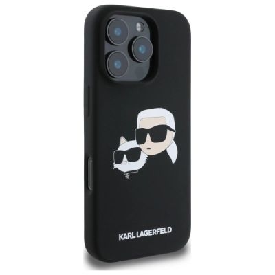 4. Etui Karl Lagerfeld Silicone nauble Heads Print MagSafe na iPhone 16 Pro - czarne