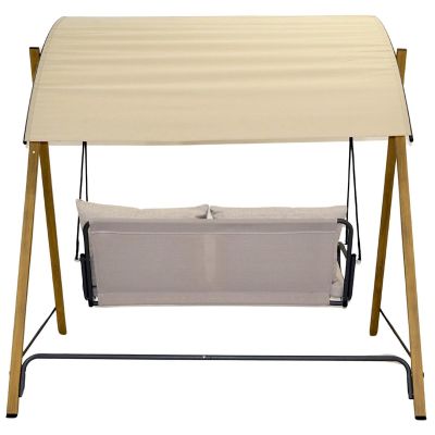 6. HUŚTAWKA OGRODOWO BALKONOWA 2 OSOBOWA 194x136x173CM PIASKOWA