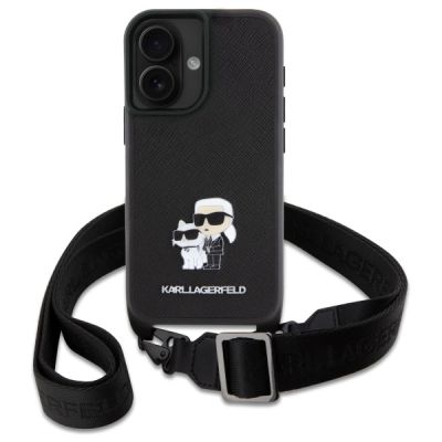 2. Etui Karl Lagerfeld Saffiano Karl&Choupette Metal Pin CBDY Strap na iPhone 16 - czarne