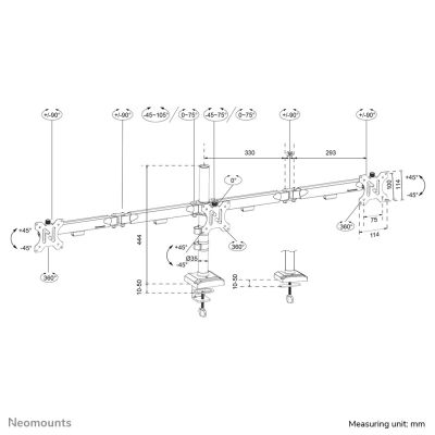 19. Uchwyt biurkowy do 3 monitorów 10-27" NEOMOUNTS DS60-600BL3