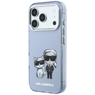 2. Etui Karl Lagerfeld IML Karl&Choupette Bodies Sketch Print MagSafe na iPhone 17 Pro / 18 Pro - jasnoniebieskie