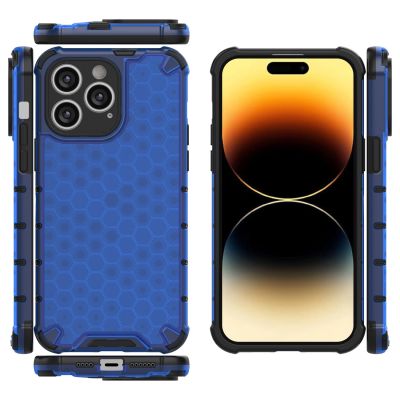 17. Honeycomb etui iPhone 14 Pro Max pancerny hybrydowy pokrowiec niebieskie