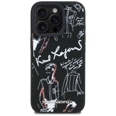 3. Etui Karl Lagerfeld Grained Pattern & Logo MagSafe na iPhone 16 Pro Max - czarne