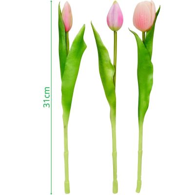 12. BUKIET 7 TULIPANÓW RÓŻOWYCH 31CM JAK ŻYWYCH DEKORACJA WIOSENNA