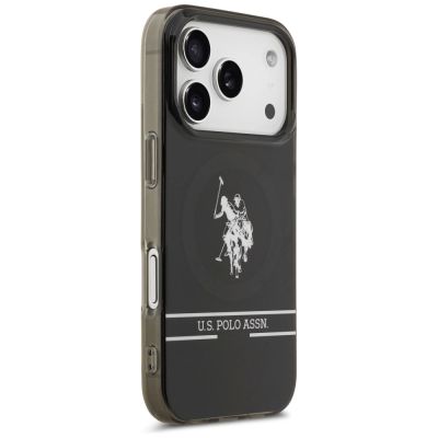 4. Etui US Polo DH and Bottom Stripe Logo MagSafe na iPhone 17 Pro - czarne