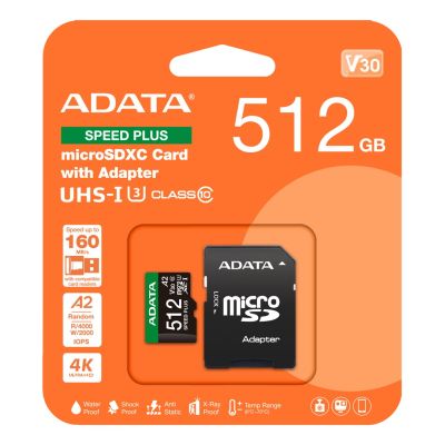 19. Karta pamięci MEMORY MICRO SDXC 512GB UHS-I ADATA UD512GUI3V30A2SP-RA1