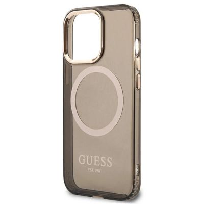 6. Etui Guess Gold Outline Translucent MagSafe na iPhone 13 Pro Max - czarne
