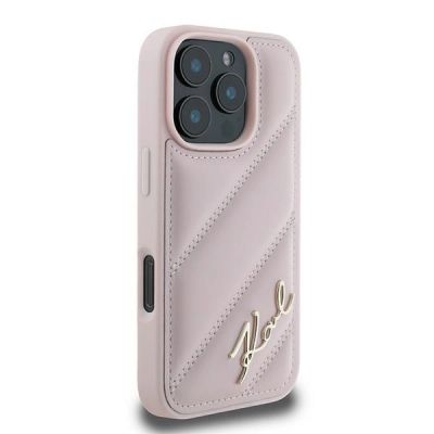 4. Etui Karl Lagerfeld Quilted Signature na iPhone 16 Pro Max - różowe