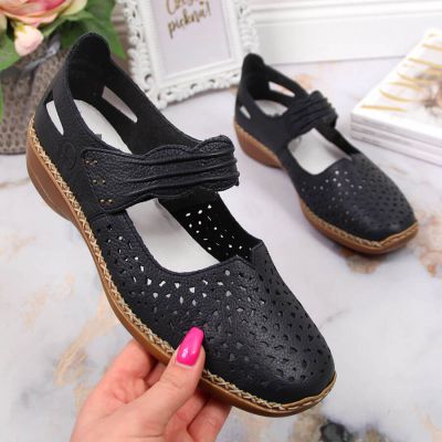 Półbuty skórzane Rieker W RKR139 granatowe