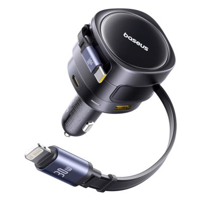 3. Ładowarka samochodowa Baseus Enjoyment Max 90W 2x USB-C + kabel USB-C i Lightning – czarna