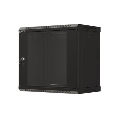 16. LANBERG SZAFA INSTALACYJNA RACK WISZĄCA 19" 9U 540X350 CZARNA DRZWI PRZESZKLONE (FLAT PACK)