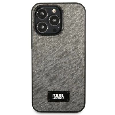 3. Etui Karl Lagerfeld Saffiano Plaque na iPhone 13 Pro / 13 6,1" - srebrne