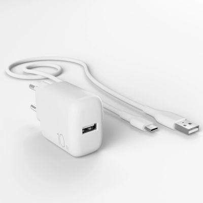 4. Ładowarka sieciowa Puro PROLITE 10W USB-A + kabel USB-A - USB-C 1.2m - biała