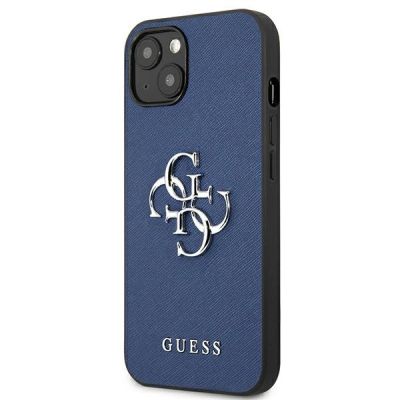 2. Etui Guess Saffiano 4G Metal Logo na iPhone 13 mini - niebieskie