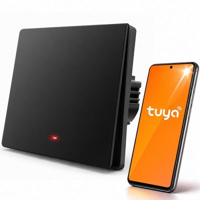 QOLTEC WŁĄCZNIK/WYŁĄCZNIK ŚWIATŁA | 1-KANAŁOWY | WI-FI | TIMER | TUYA | CZARNY