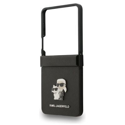 6. Etui Karl Lagerfeld Saffiano Karl&Choupette Pin na Samsung Galaxy Z Flip 7 - czarne