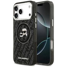 Etui Karl Lagerfeld IML Glitter Karl&Choupette Heads Logo MagSafe na iPhone 17 Pro Max - czarne