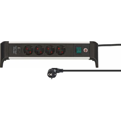8. Listwa zasilająca Brennenstuhl Steckdosenleiste ALU-Office-Line 4gn. 1,8m USB